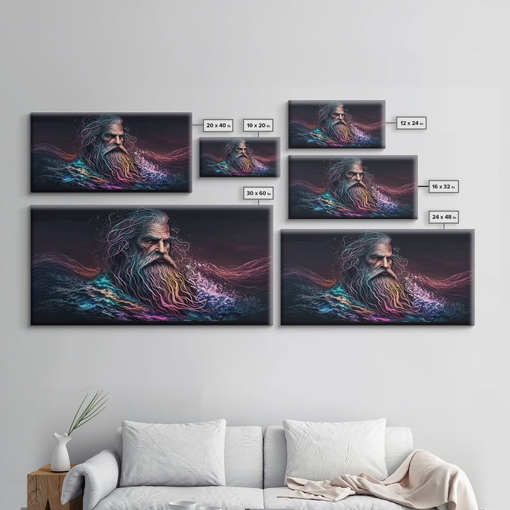 Aegir, God Of The Sea, Framed Canvas Print, Norse Mythology, Norse Art, Living Room Wall Art