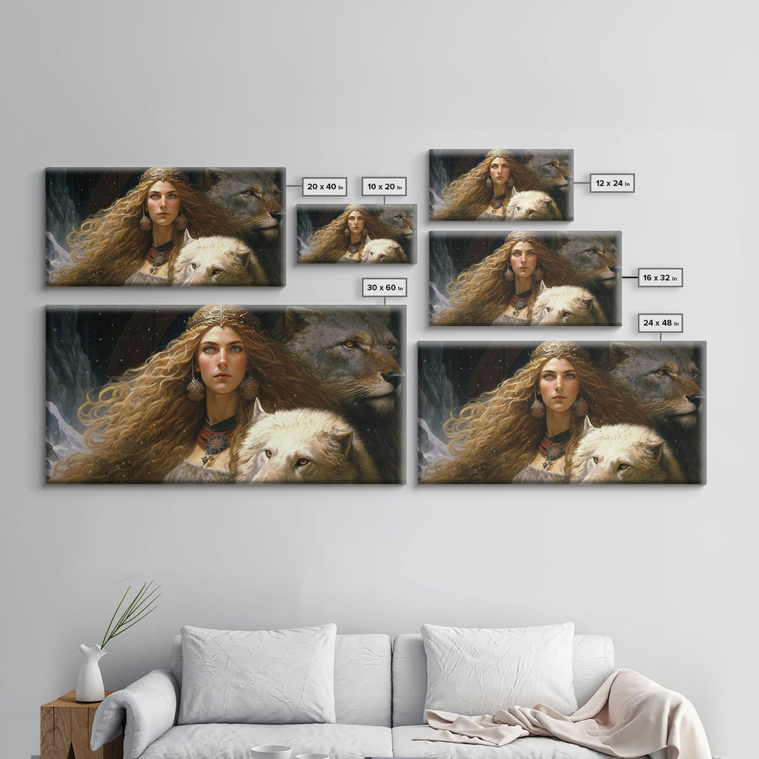 Lady Freya, Nordic / Norse Mythology Art, Framed Canvas Print, Norse Goddess of Love and Fertility