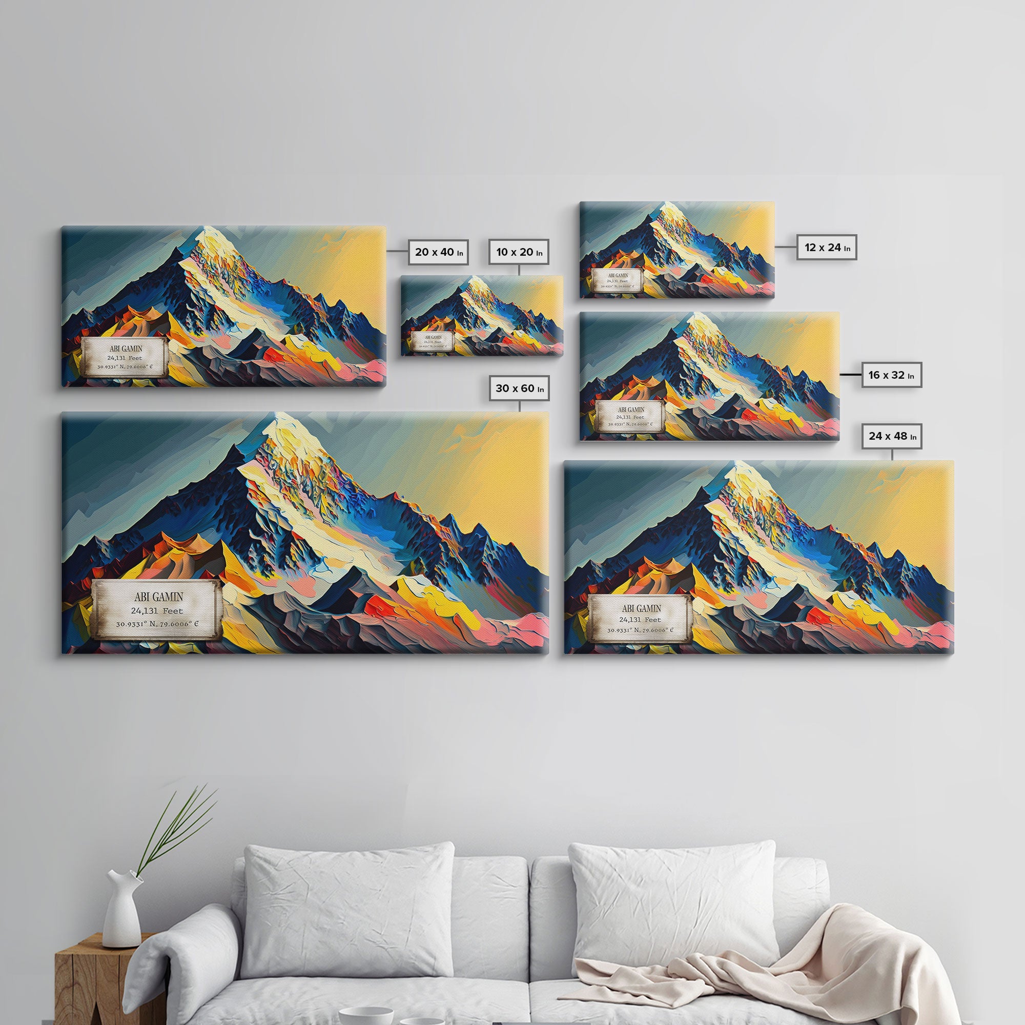 Abi Gamin, Wall Art, Original Mountain Painting Print, Travel Poster, Mountain Landscape Wall Decor, Mountains of India