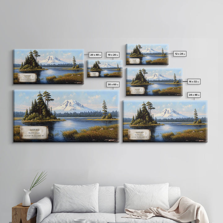 Mount Sanford, Mountains of Alaska, Travel Poster Wall Art, Framed Canvas Print, American Mountains, Mountain Landscape Painting