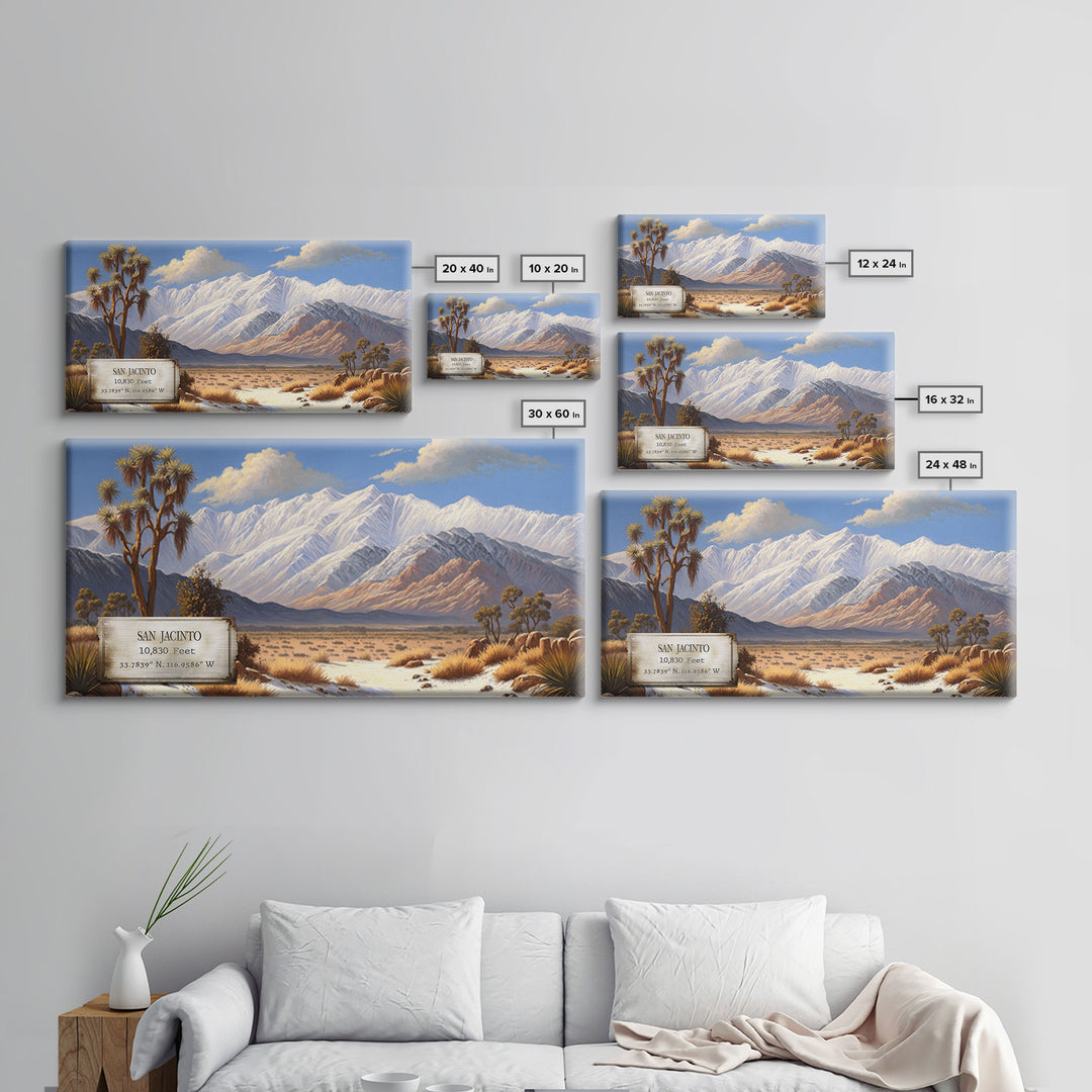 Mount San Jacinto, Travel Poster Wall Art, Framed Canvas Print, American Mountains, Mountain Landscape Painting, Mountains of California