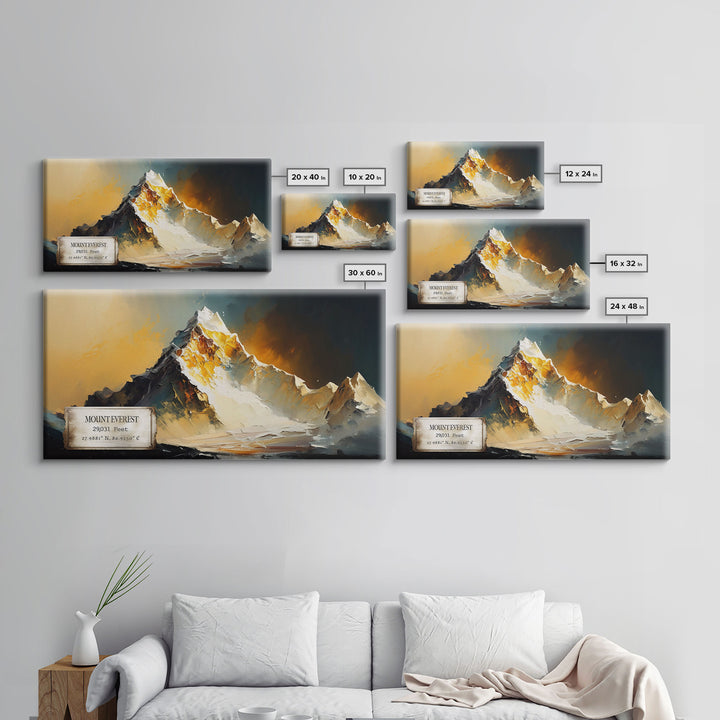 Mount Everest, Himalayas, Wall Art, Original Mountain Painting Print, Travel Poster