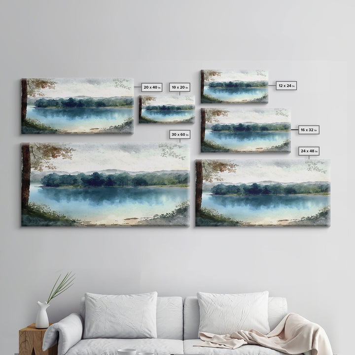 Blue Lake Art | Framed Canvas Print | Blue Lake Painting | Lake House Decor | Guest Room Landscape Painting | Wallowa Lake Painting