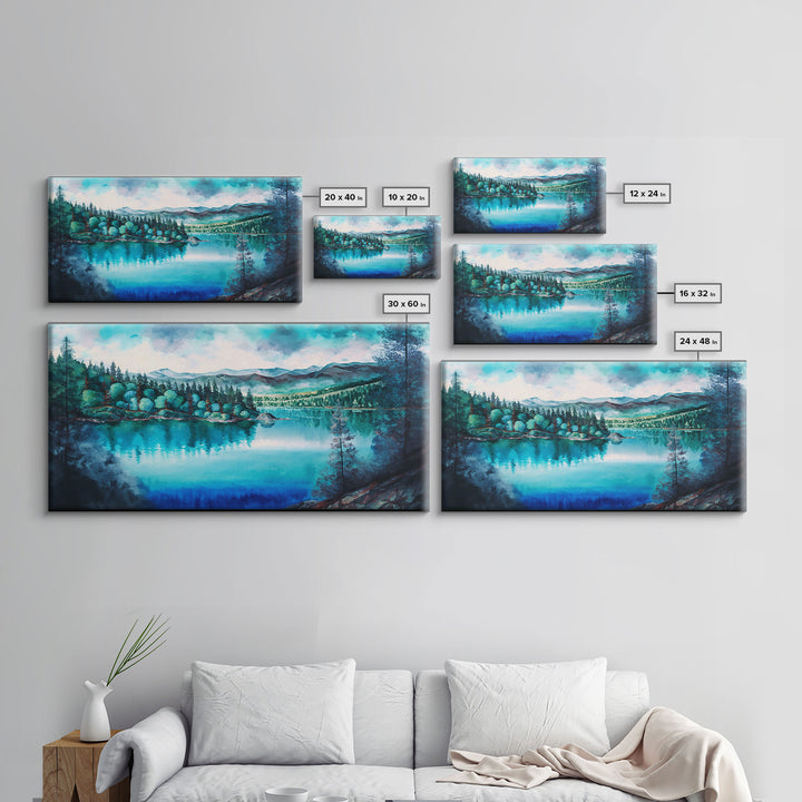 Blue Lake Art | Framed Canvas Print | Blue Lake Painting | Oregon Lake House Decor | Guest Room Landscape Painting | Cascade Lakes Painting