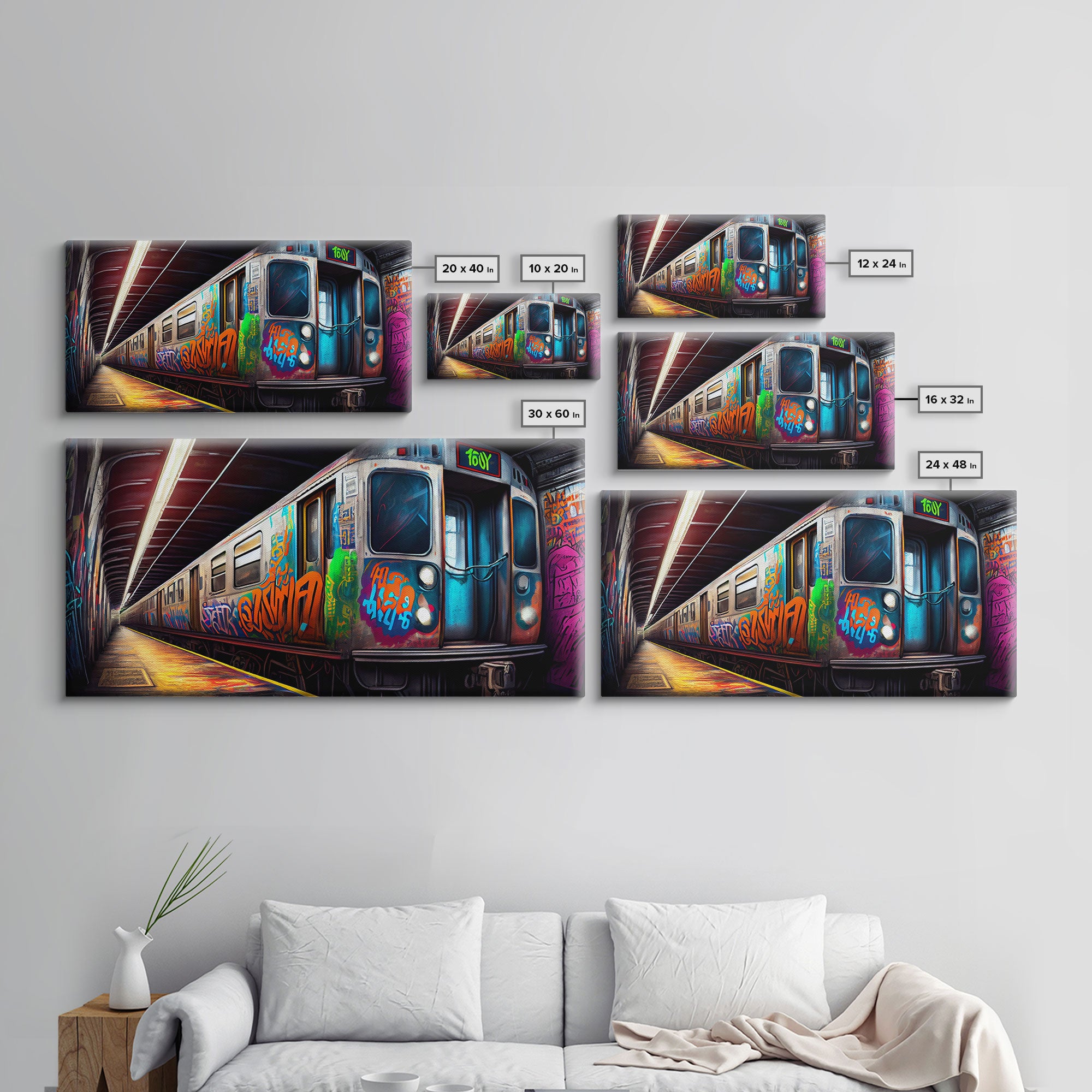 Urban Decay Wall Art - Graffiti Covered Subway Train - 1970s NYC Art - Framed Canvas Print - Original Art - Dystopian Urban Decay