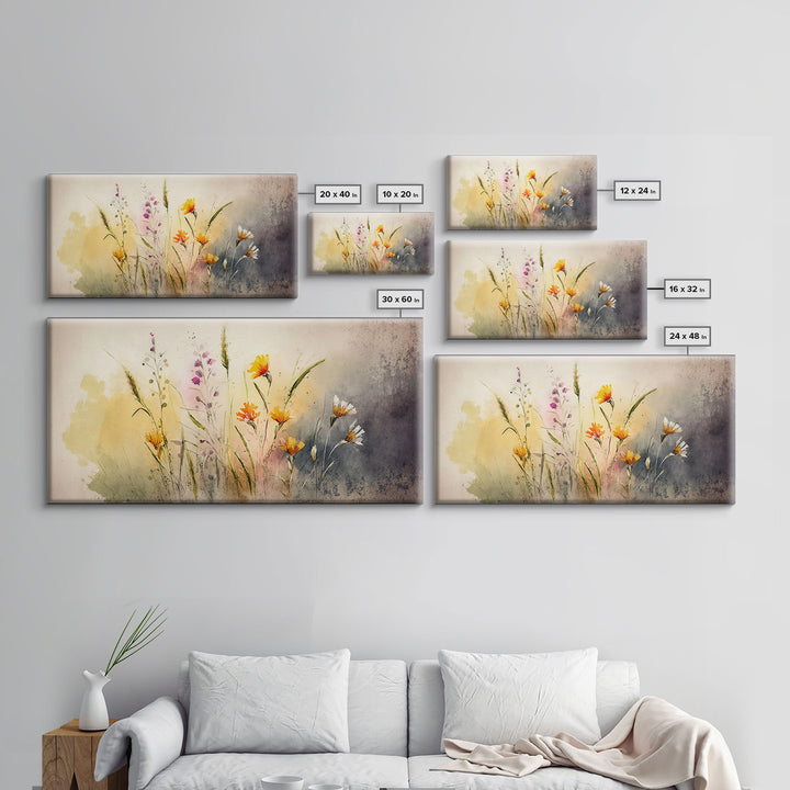 WILDFLOWERS Watercolor Floral Framed Canvas Print