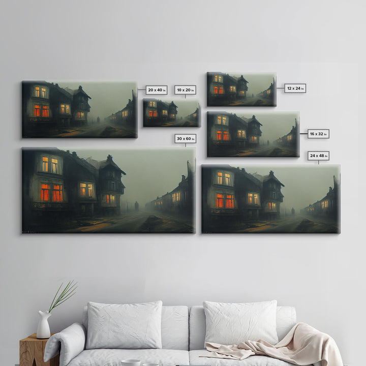 Creepy WildWest Art, canvas print, gloomy abandoned street