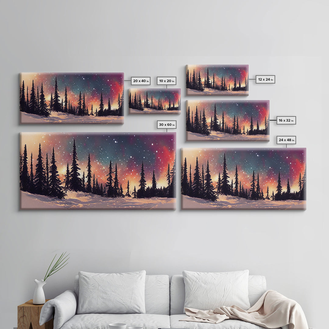 Snowfall in the forest, canvas print, winter wall art