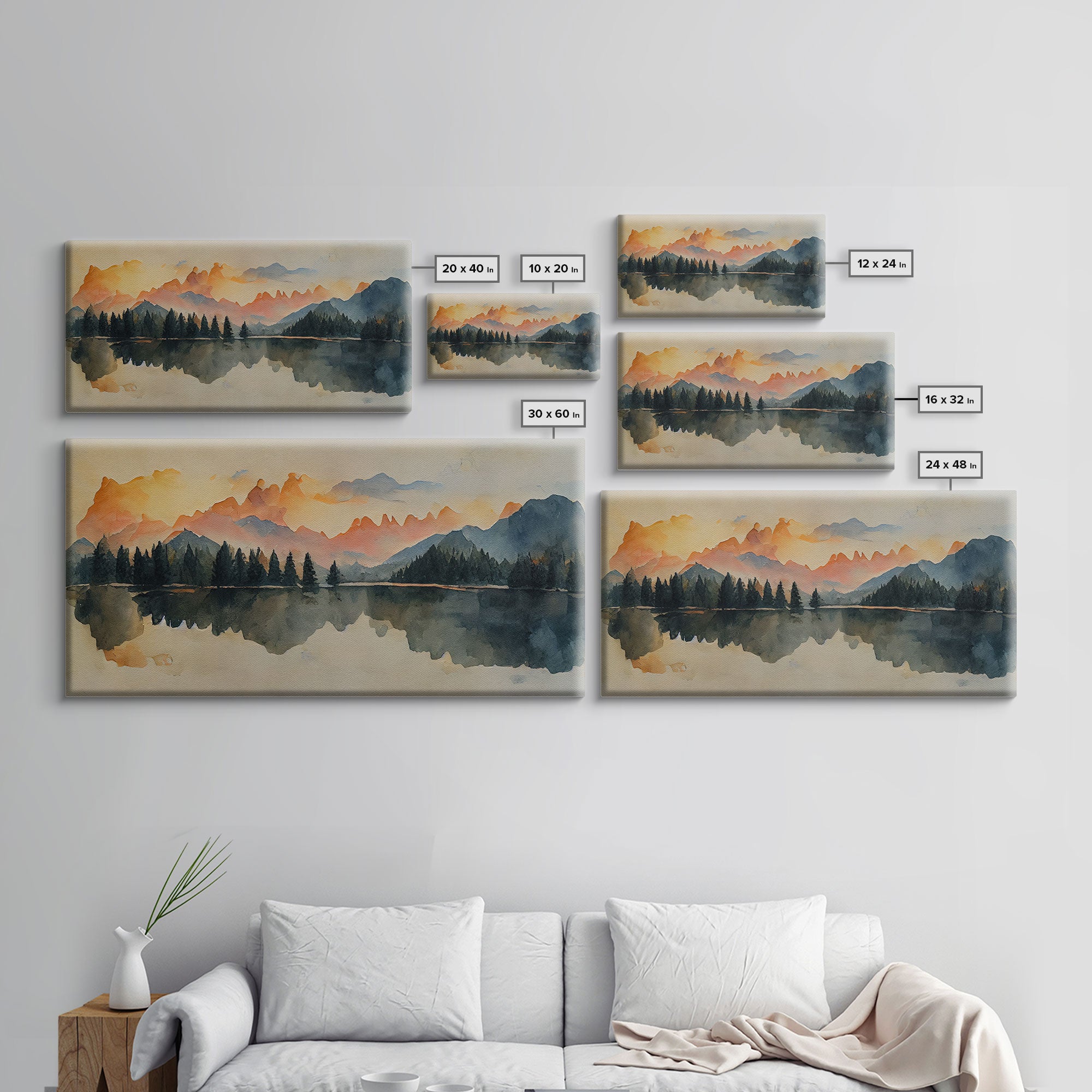 Watercolor painting of a forest fire, canvas print, landscape art, cool living room art, depressing art