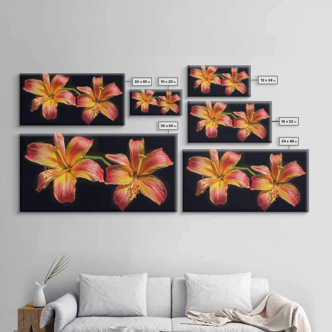 Tropical Hibiscus Flowers Wall Decor, Floral Wall Art, Nature Print, Panoramic Wall Decor, Canvas Print, Wall Art, Framed Canvas Art