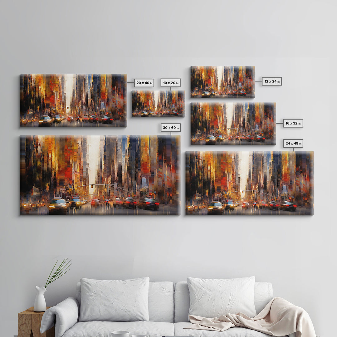 Abstract Cityscape Wall Art, City Wall Decor, Urban Art, Traffic Wall Art, Panoramic Wall Decor, Canvas Print, Wall Art, Framed Canvas Art