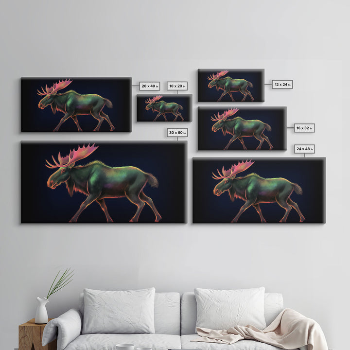 Abstract Moose Wall Art, Animal Art Print, Nature, Minimalist Wall Art, Panoramic Wall Decor, Canvas Print, Wall Art, Framed Canvas Art