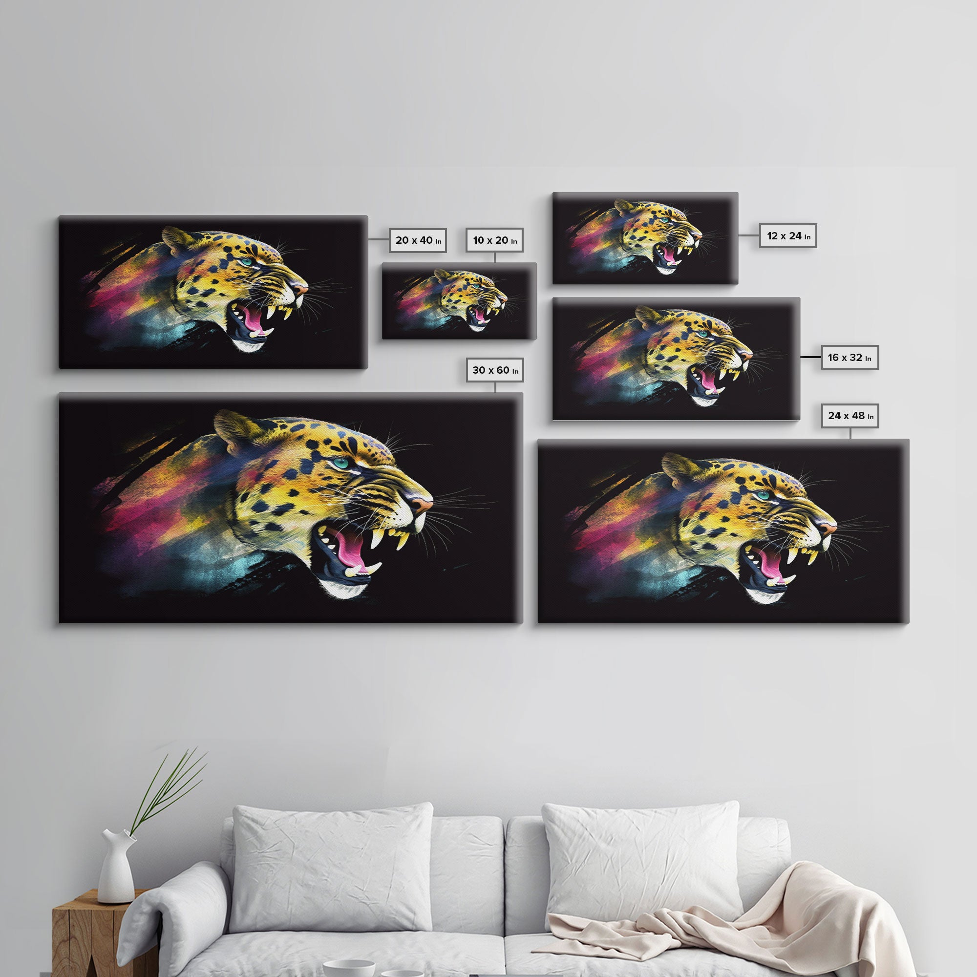 Leopard Wall Decor, Animal Wall Art, Abstract Wall Art, Nature Wall Decor, Panoramic Wall Decor, Canvas Print, Wall Art, Framed Canvas Art