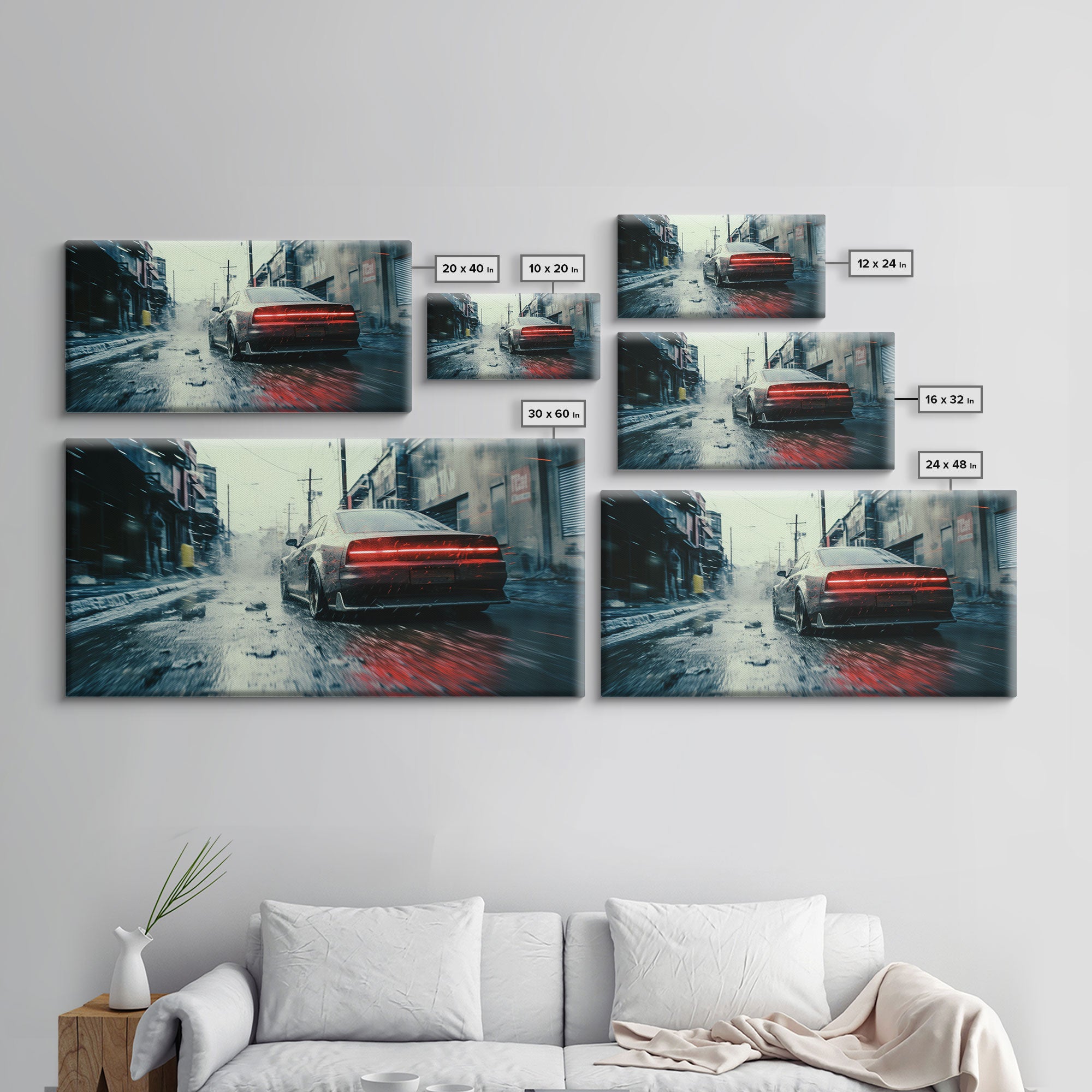 Cool Supercar Art, Framed Canvas Print, Cyberpunk Sportscar Painting, Futuristic Supercar Painting, Man Cave Decor, Gift For Him, Car Guy