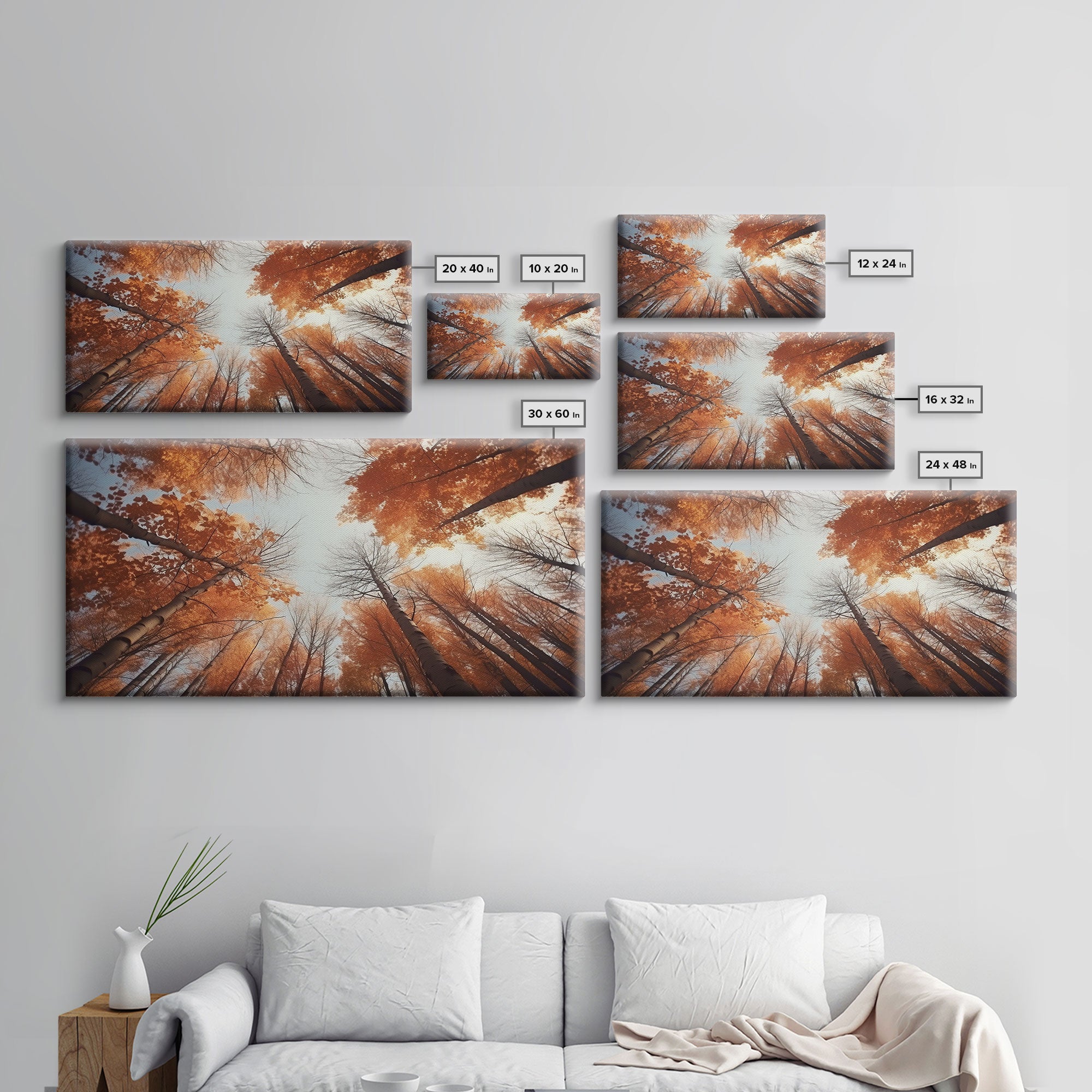 Trees Wall Art, Autumn Art Print, Forest Wall Art, Panoramic Art, Wall Art, Canvas Art, Landscape Art, Boys Bedroom Decor, Dorm Room Art