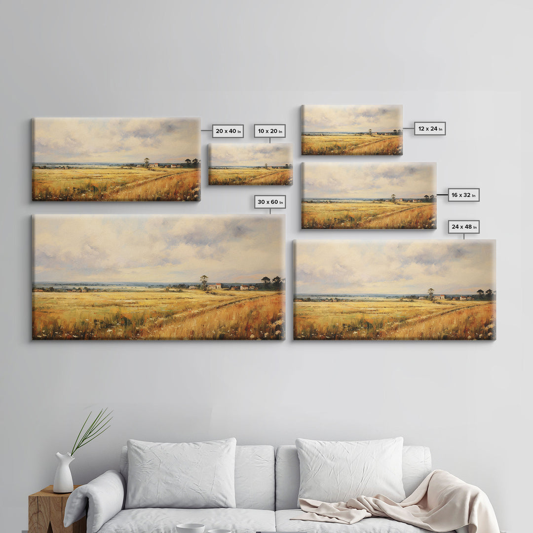 Wheat Field Print, Countryside Wall Art, Wildflowers Art, Panoramic Art, Wall Art, Canvas Art, Landscape Art, Landscape Print, Country Decor