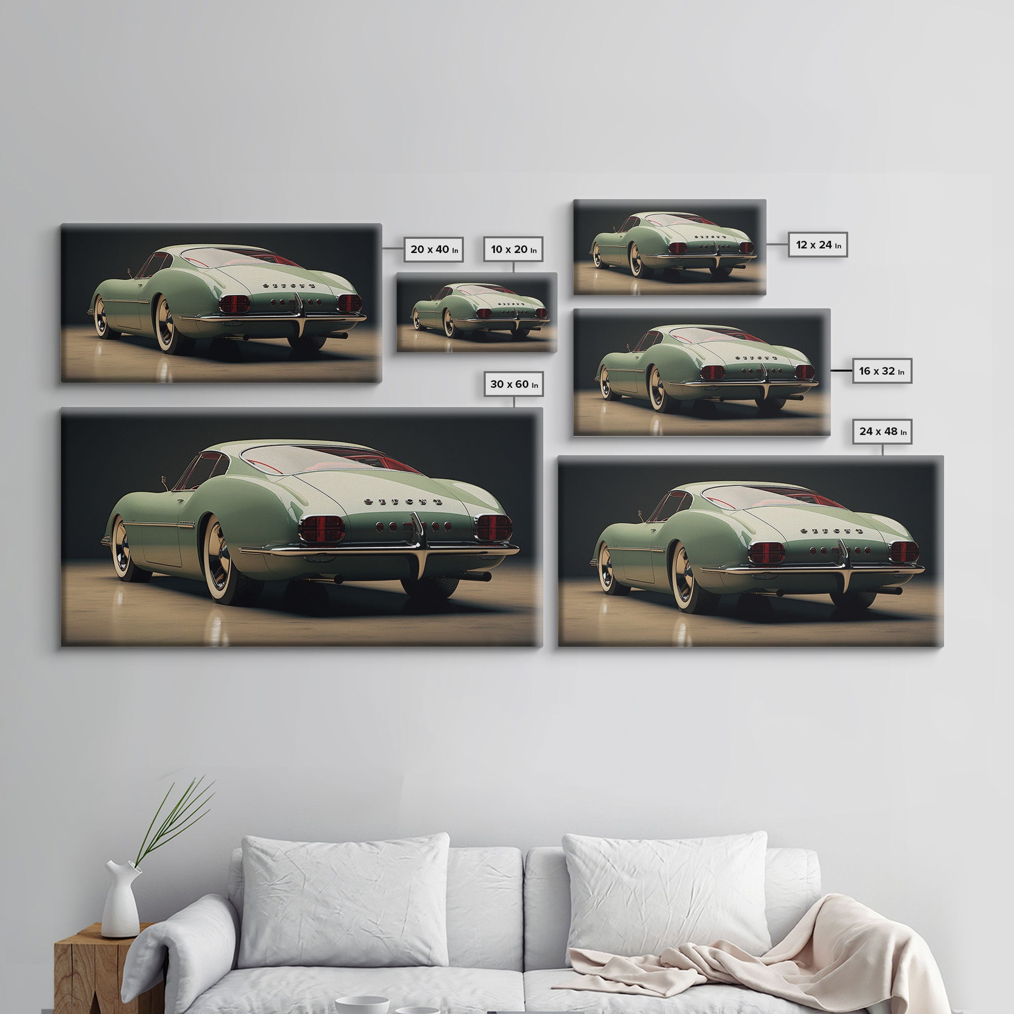 Classic Car Wall Art, Car Art, Automotive Art, Panoramic Art, Wall Art, Canvas Art, Landscape Art, Landscape Print, Gift For Car Lovers