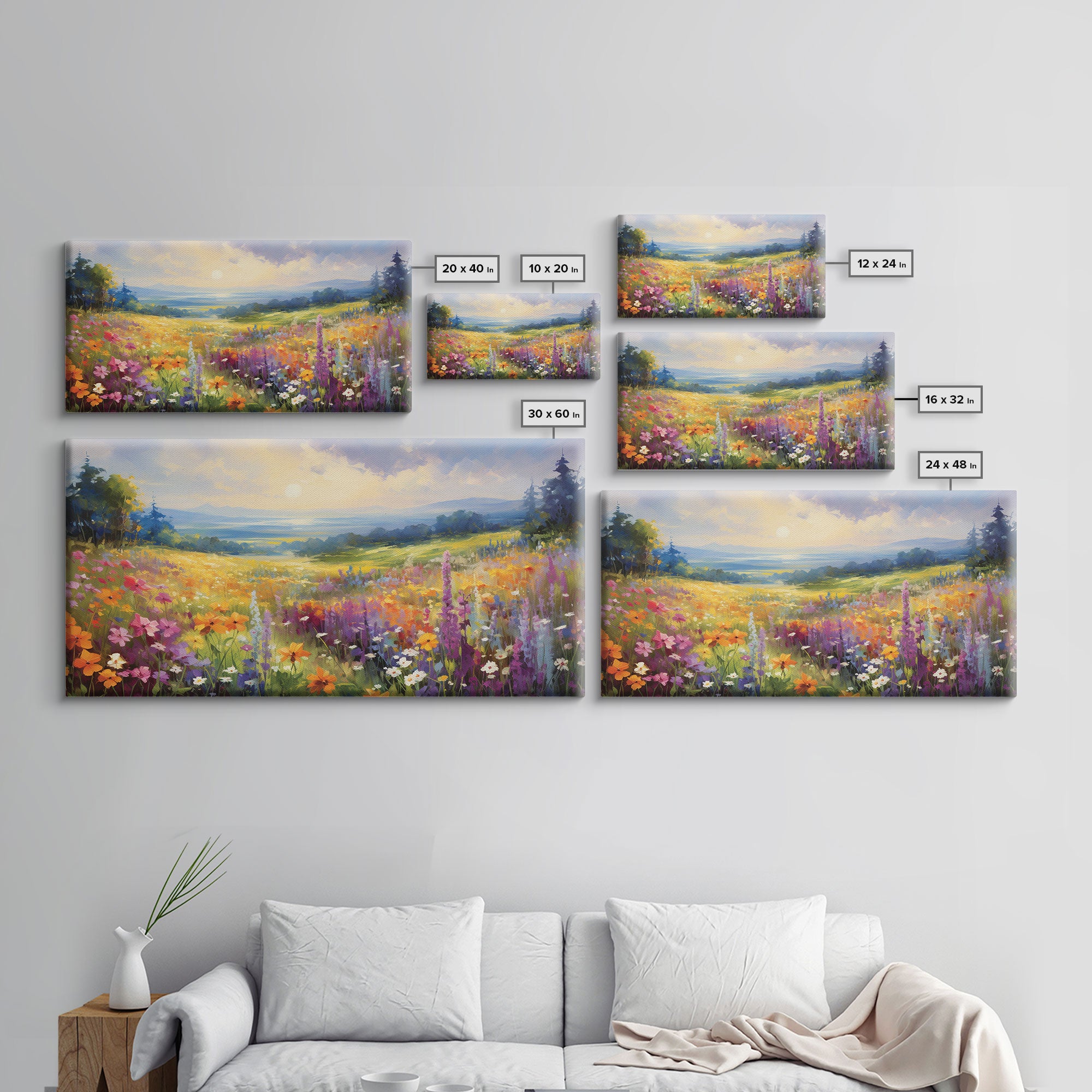 The Meadow, Gallery Wall Art, Framed Canvas Print, Original Oil Painting Reproduction Print, Landscape Art, Guest Room Decor