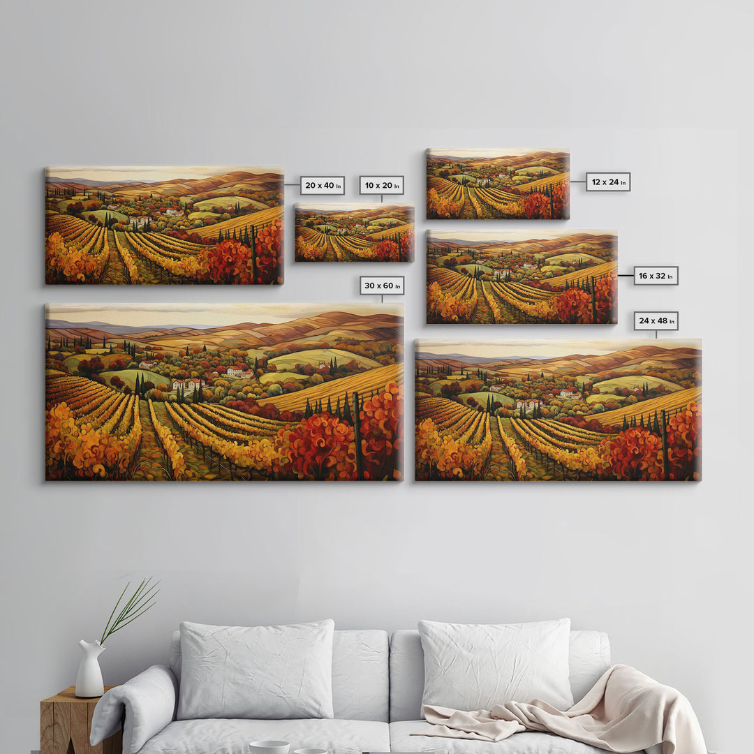 The Italian Countryside In The Fall, Framed Canvas Print, Boho Decor, Autumn Art, Fall Decor, Farmhouse Decor, Best Seller, Fall Centerpiece