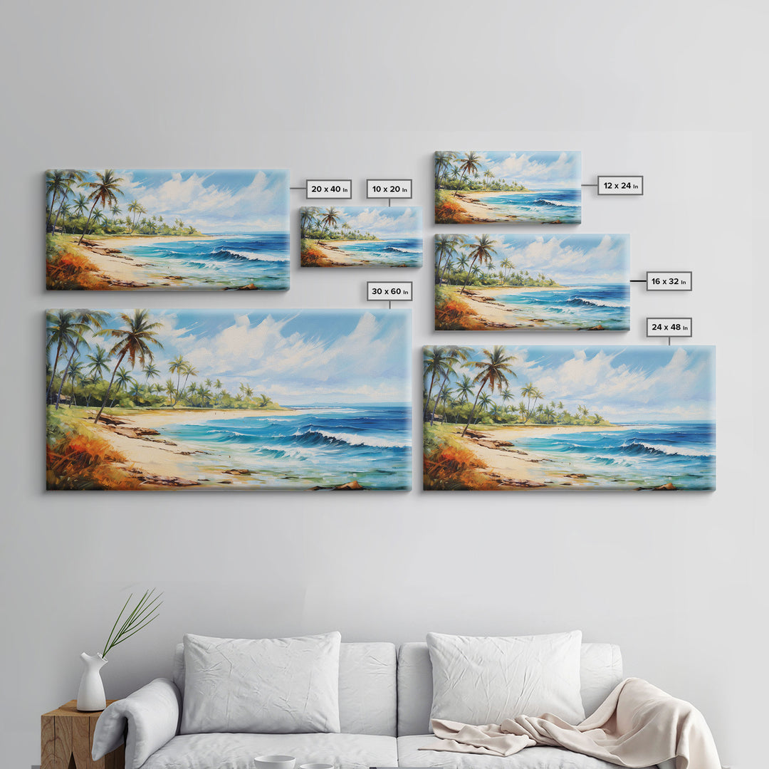 Palm Tree Beach Print, Beach Art, Framed Canvas Art, Original Beach Painting, Palm Tree Poster, Landscape Painting, Tropical Decor