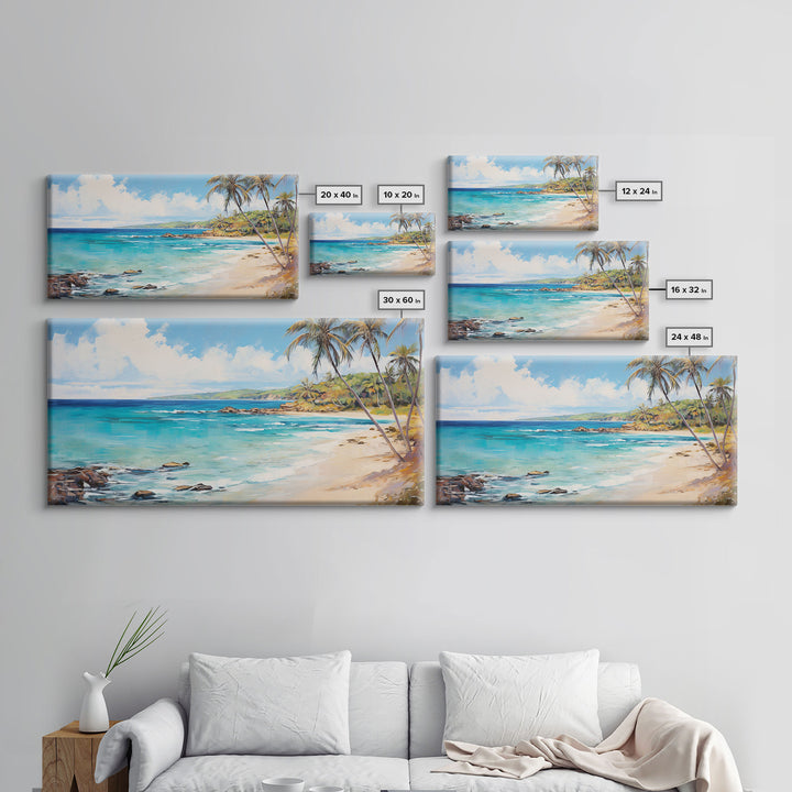 Palm Tree Beach Print, Beach Art, Framed Canvas Art, Original Beach Painting, Palm Tree Poster, Landscape Painting, Tropical Decor