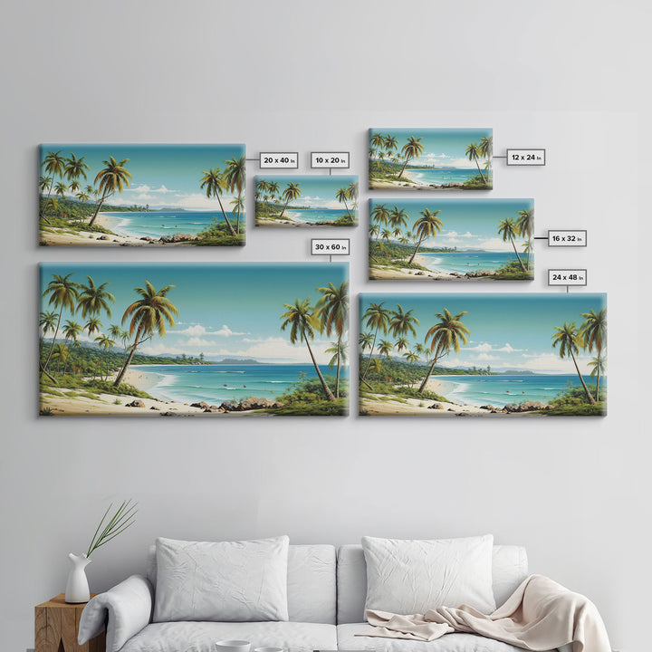 Tropical Wall Art, Palm Tree Wall Art, Beach Wall Art, Panoramic Landscape, Wall Art, Canvas Wall Art, Landscape Art Print, Ocean Wall Art