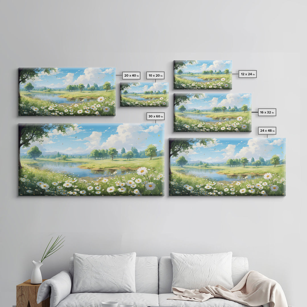 Wildflower Meadow, Country Wall Art, Spring Wall Art, Spring Meadow Print, Panoramic Landscape, Wall Art, Canvas Art, Landscape Art Print