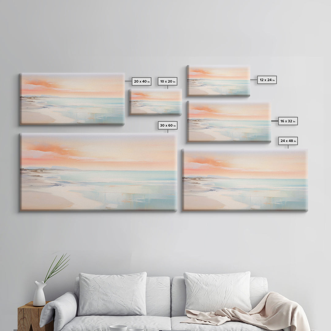 Seascape Art, Beach Art Print, Pink Sky Print, Panoramic Art, Wall Art, Canvas Art, Landscape Art Print, Gift For Couples, Family Home Décor