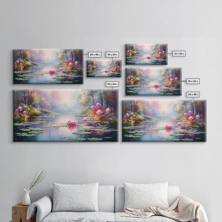 Pond Art, Lake Wall Print, Fantasy Wall Art, Water Lilies Wall Art, Panoramic Art, Wall Art, Canvas Art, Landscape Art, Friendship Gift