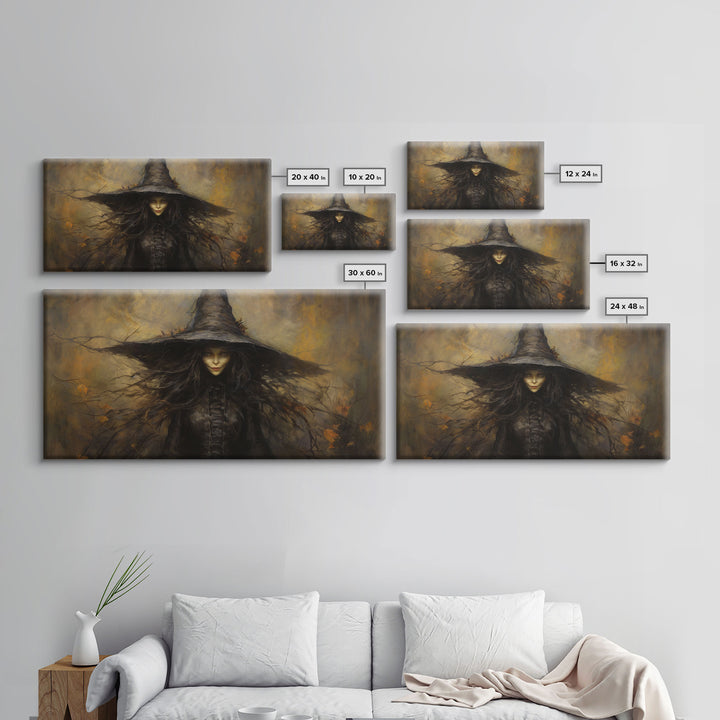 The Witch, Framed Canvas Print, Halloween Decor, Witch Painting, Horror Prints, Goth Art, Witchy Decor, Halloween Wall Art