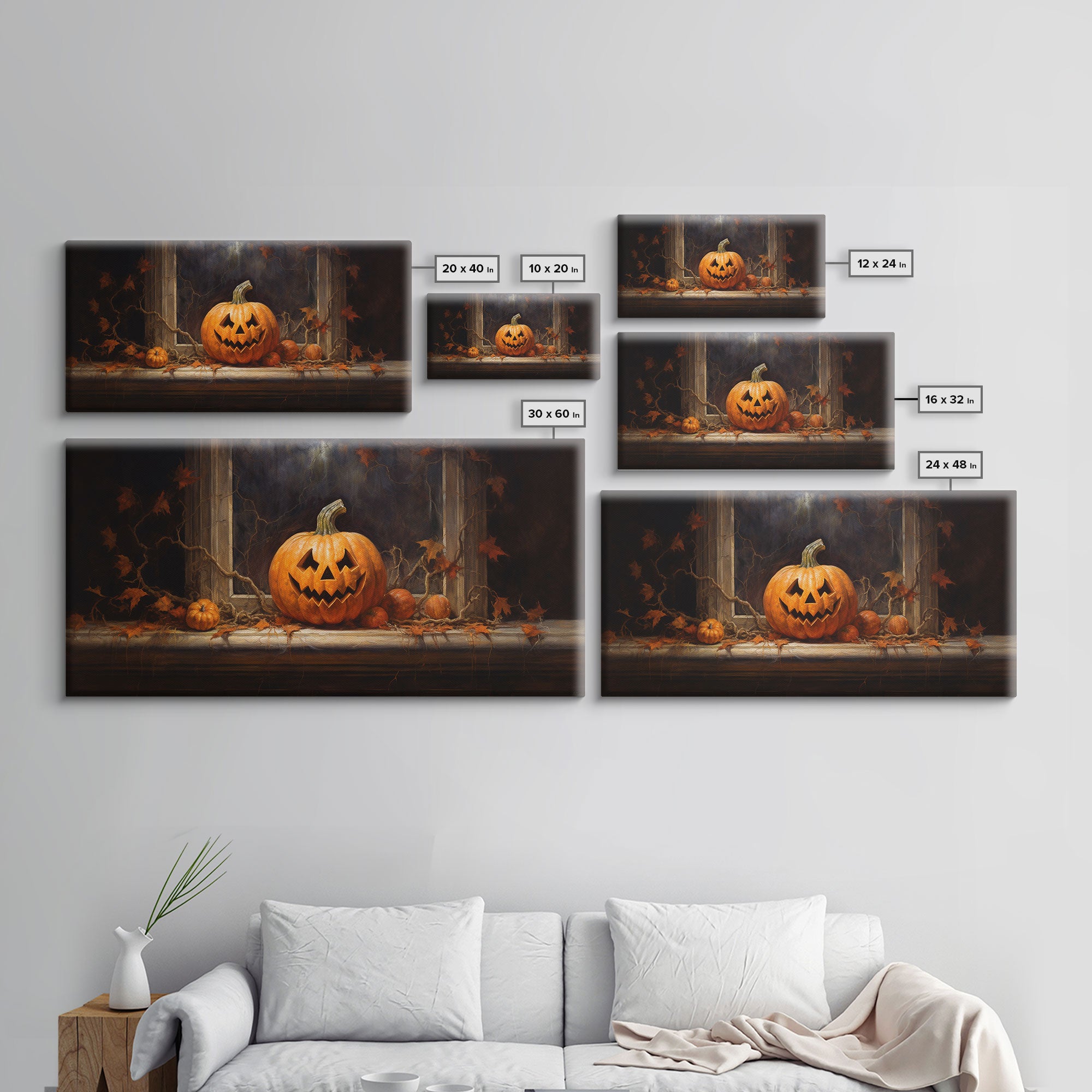 Spooky Art, Halloween Art, Jack O Lantern Art, Framed Canvas Print, Halloween Decor, Horror Prints, The Jack O Lantern In The Window