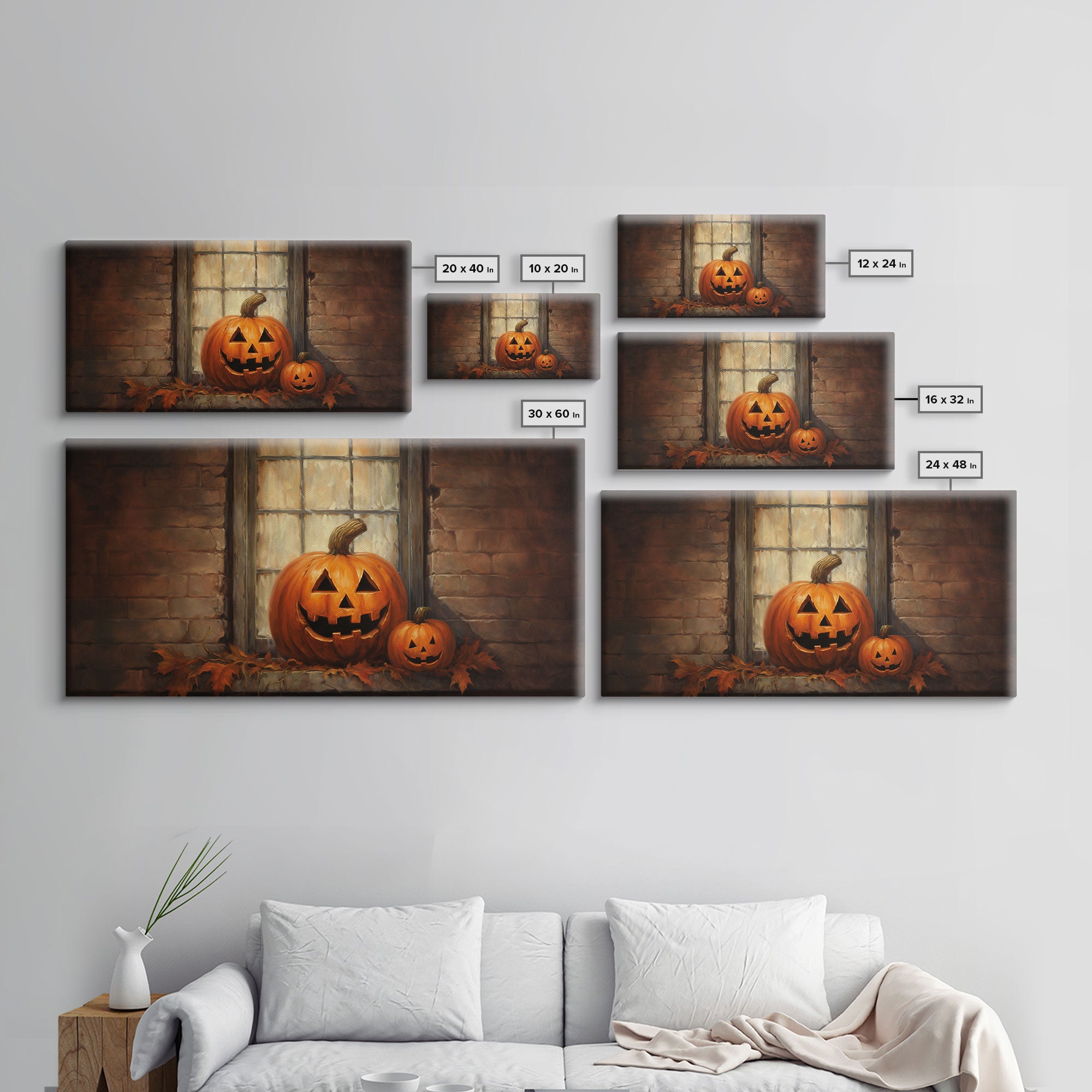 Spooky Art, Halloween Art, Jack O Lantern Art, Framed Canvas Print, Halloween Decor, Halloween Art Prints, The Jack O Lantern In The Window