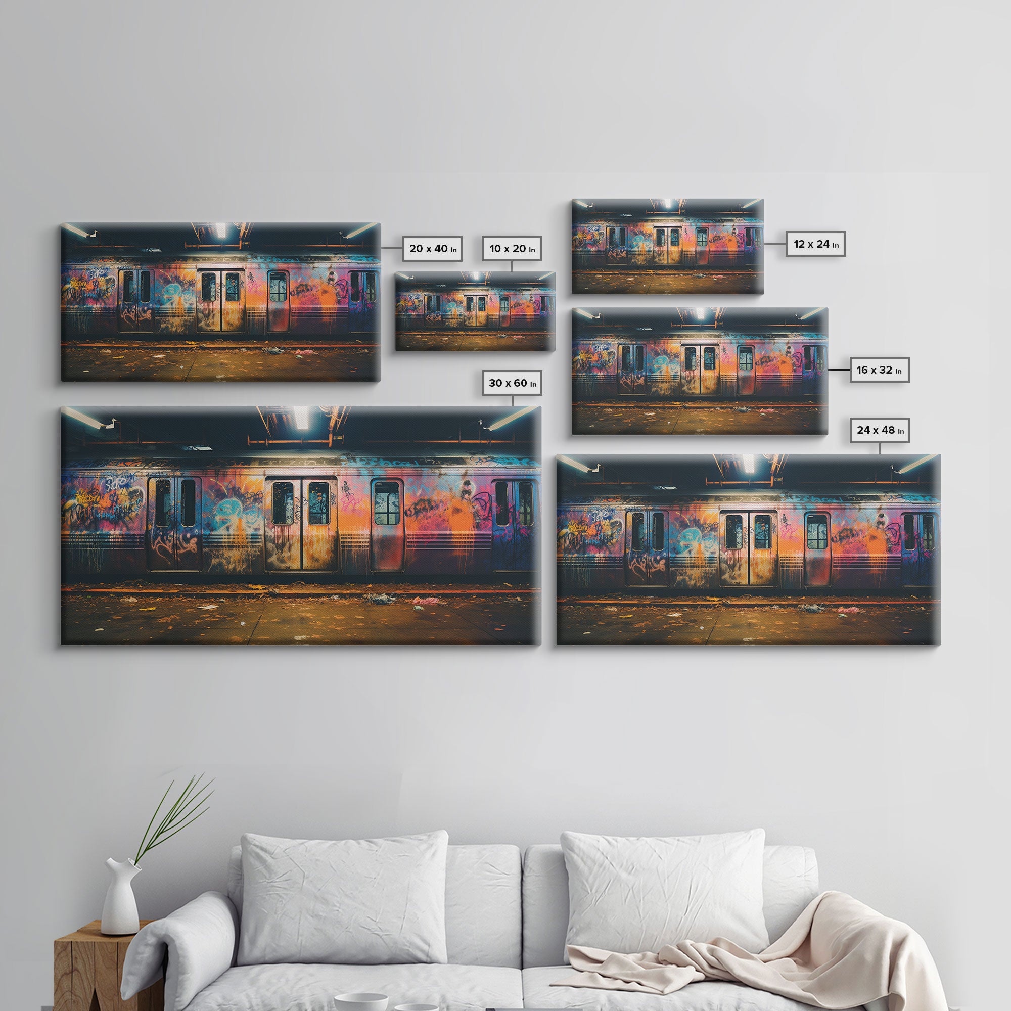 Graffiti Art On A Subway Train, Framed Canvas Print, Urban Decay, NYC 1970s, Graffiti Wall Art, Street Art, Pop Art Print, Industrial Art