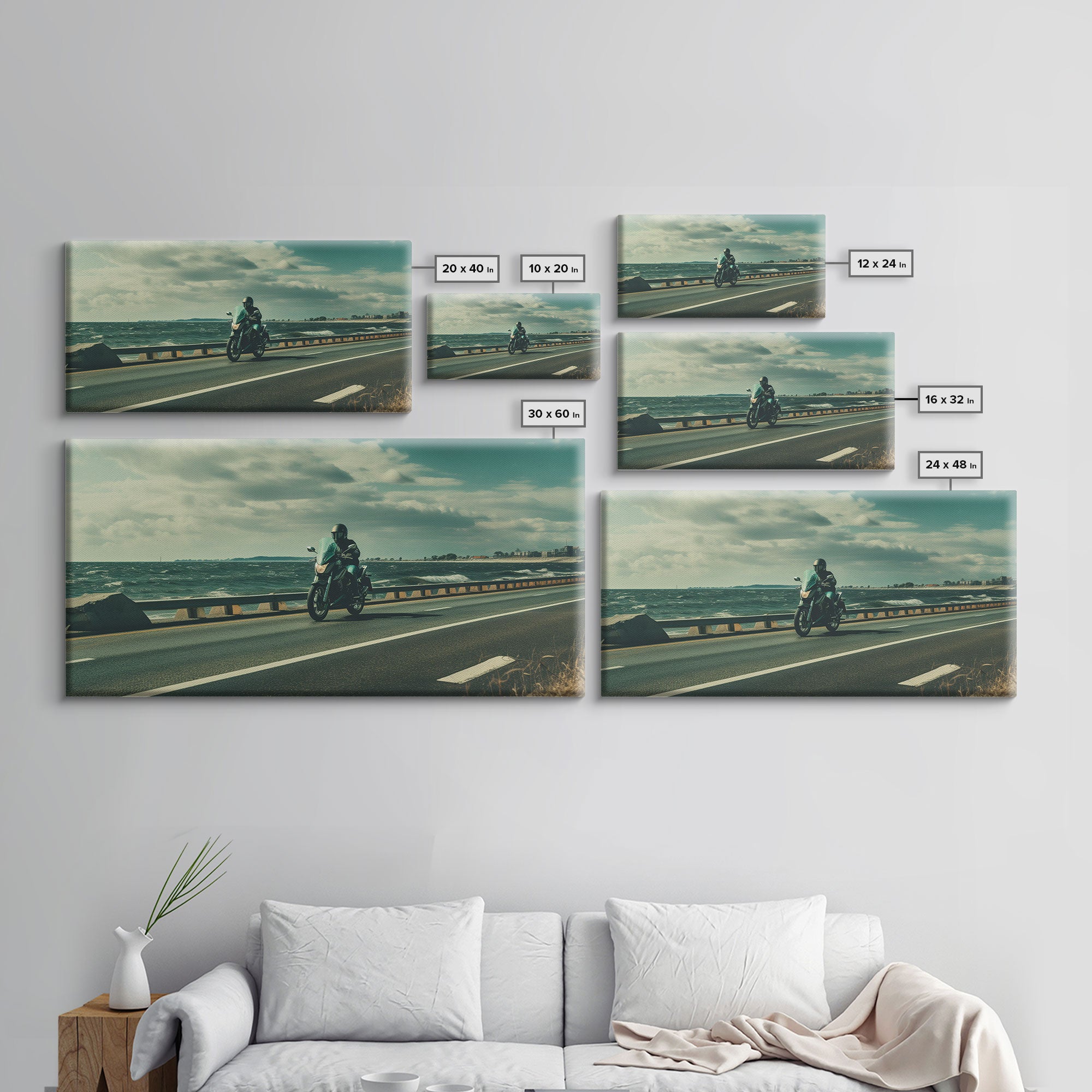 Scenic California Highway Drive Wall Art, Frame Canvas Print, Motorcycle Cruise, Motorcycle Rider Gift Idea