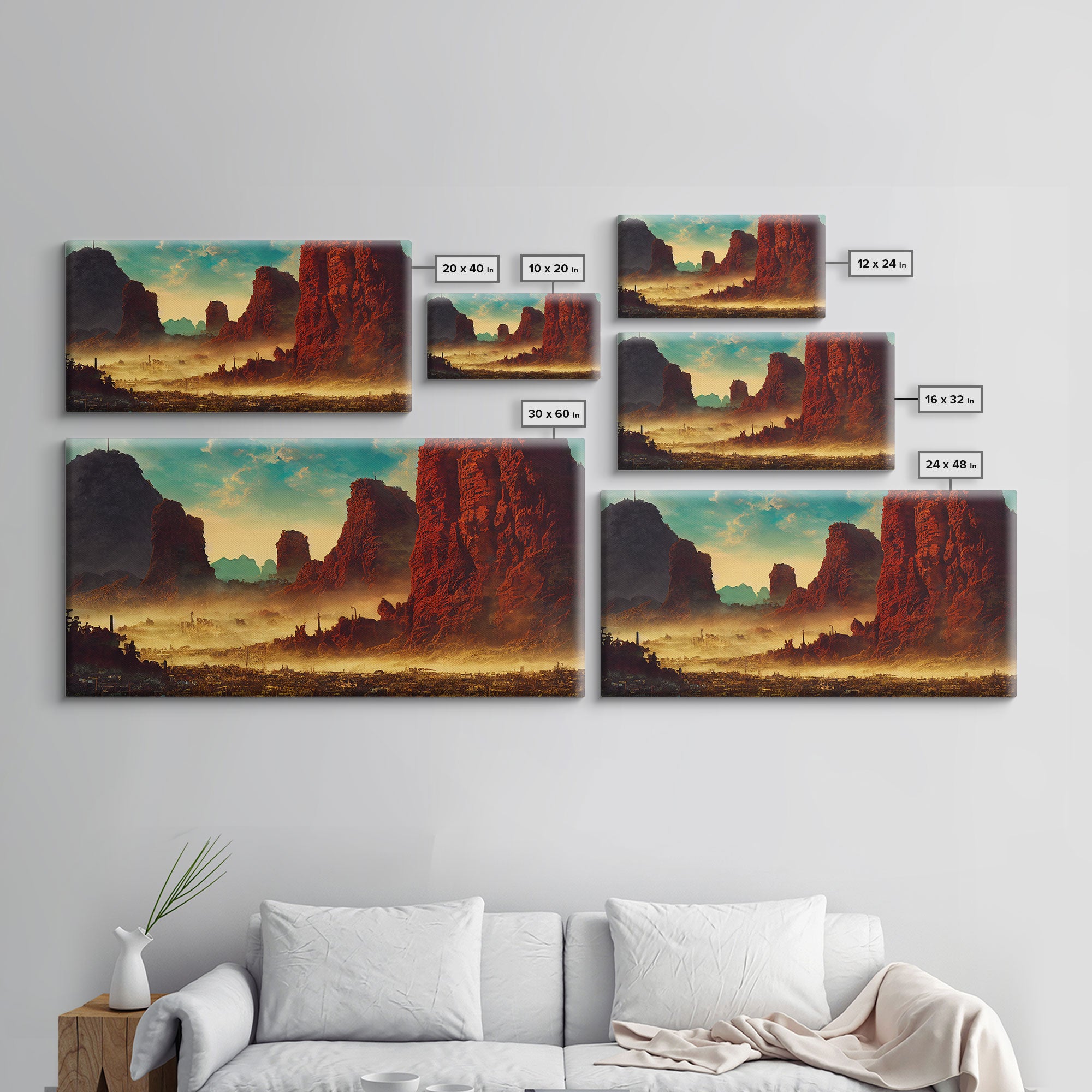 Post Apocalyptic Desert Hellscape, ready to hang canvas print wall art, framed canvas wall art, mancave wall art