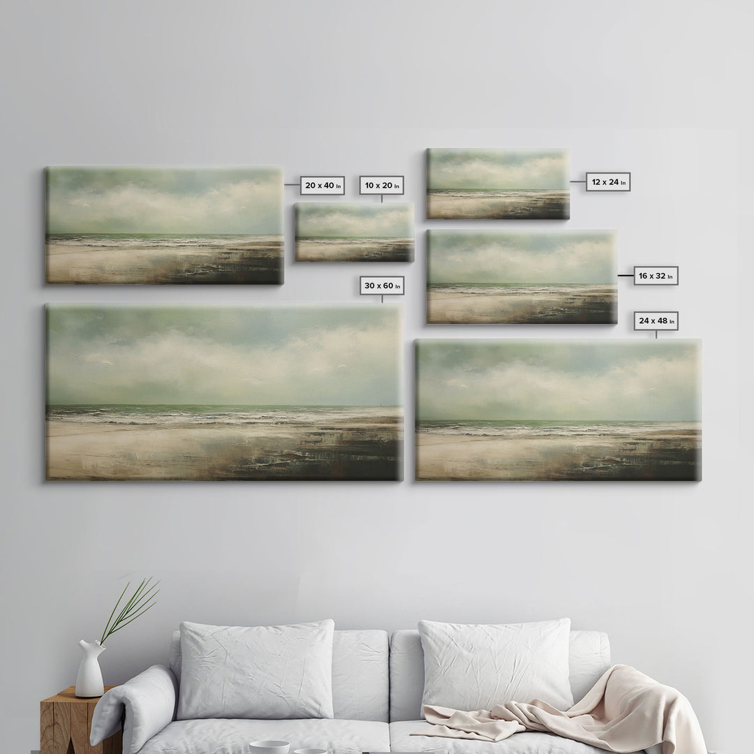 Landscape Oil Painting Canvas Print Wall Art, Nature Framed Large Gallery Art, Minimalist Art, Ready To Hang, Moody and Drab Art