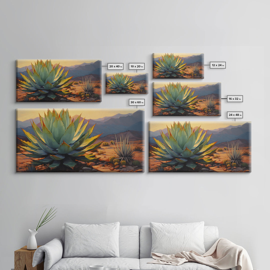 Southwestern Wall Art, Agave Desert Canvas Ready to Hang Large Print, Oil Painting, Landscape Wall Art, Desert Decor