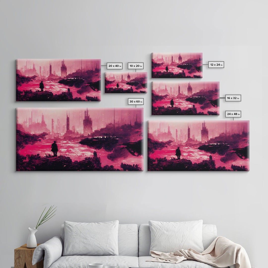 Surreal Dystopian Cyberpunk Art, ready to hang canvas print, framed art