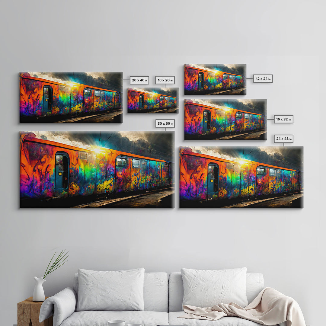 Train car graffiti wall decor, train box car, ready to hang canvas print wall art, graffiti art