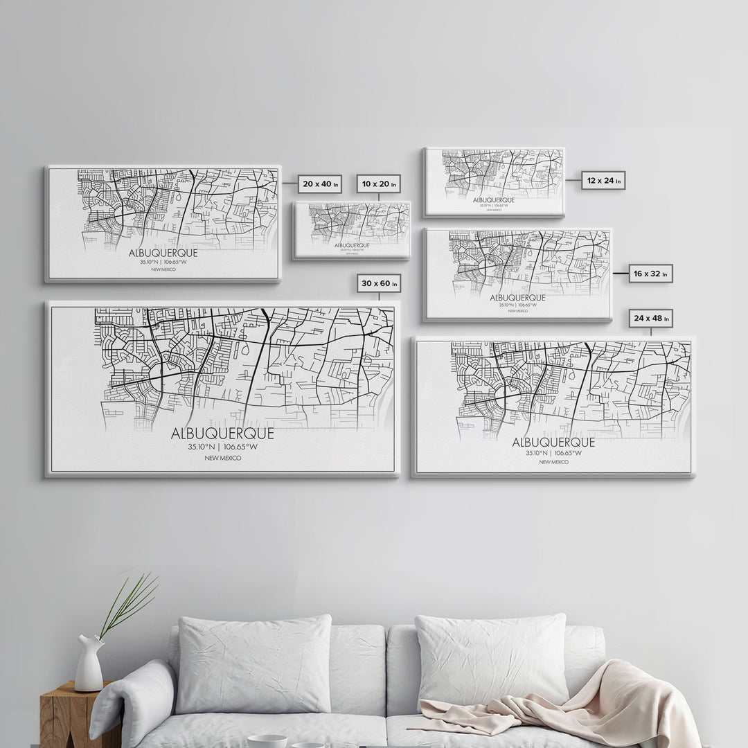 Albuquerque Street Map, New Mexico Map, Map Print, Modern Art, Wall Art, Canvas Print, City Maps, Office Gift, Prints, Above Bed Décor