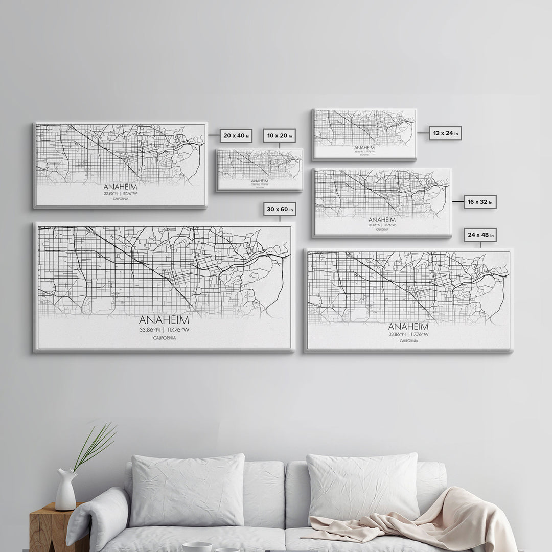 Anaheim Street Map, California Map, Map Print, Modern Art, Wall Art, Canvas Print, Room Décor Aesthetic, Indie Room Décor, Wall Prints