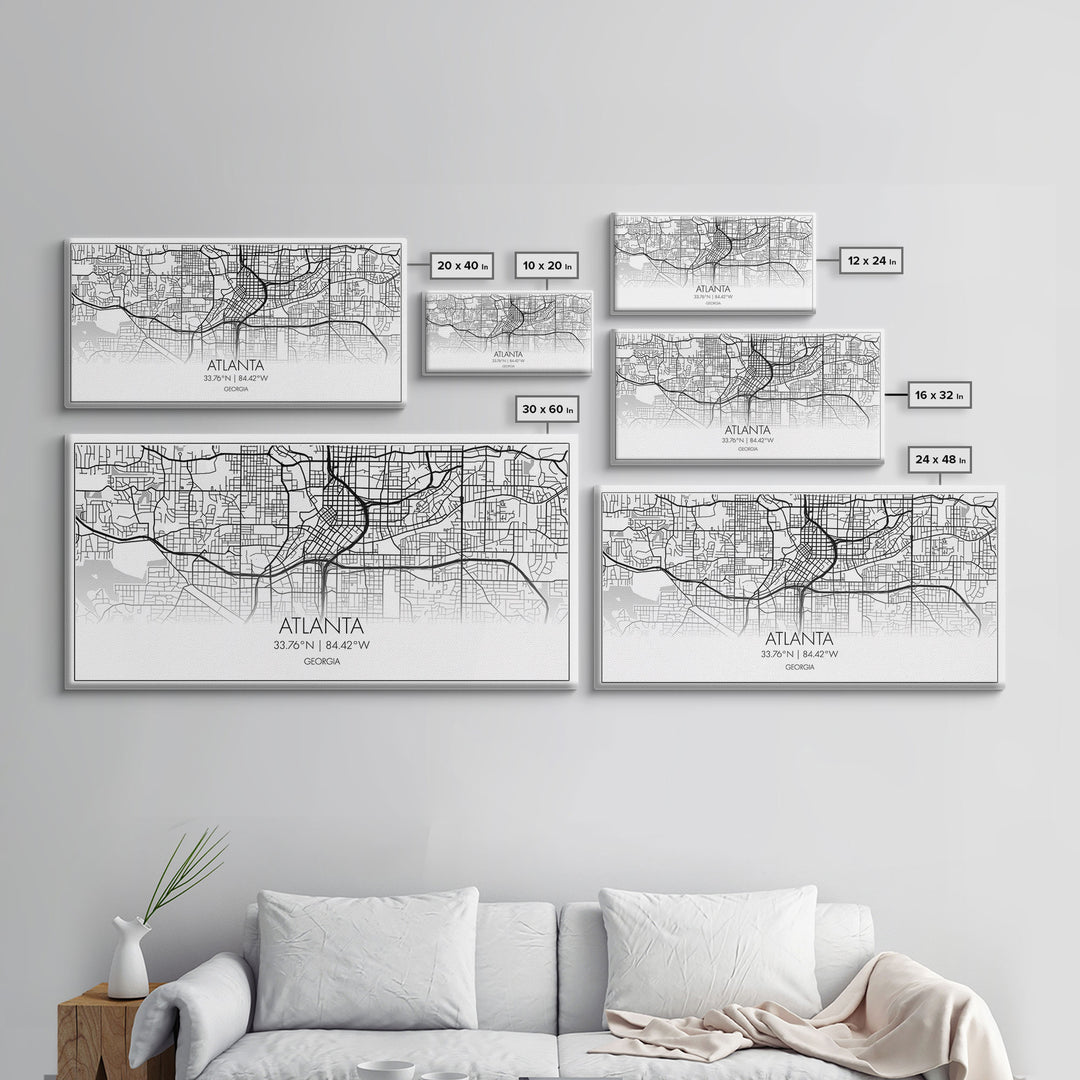 Atlanta Street Map, Georgia Map, Map Print, Modern Art, Wall Art, Canvas Print, Housewarming Gift, Above Bed Prints, Wall Prints