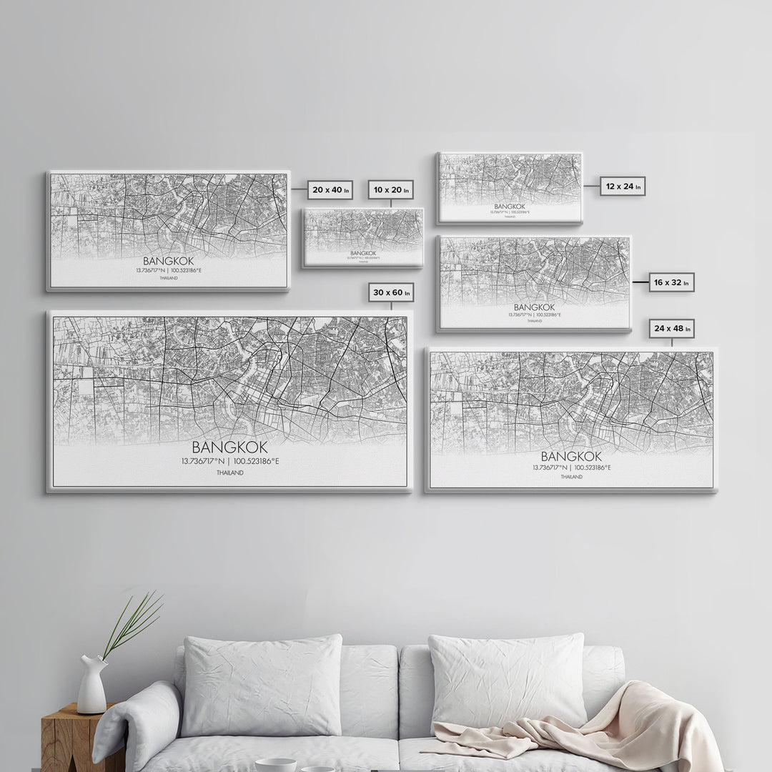 Bangkok Street Map, Thailand Map, Map Print, Modern Art, Wall Art, Canvas Print, Asian Art Print, Gift For Boss, Trendy Wall Art, Home Décor