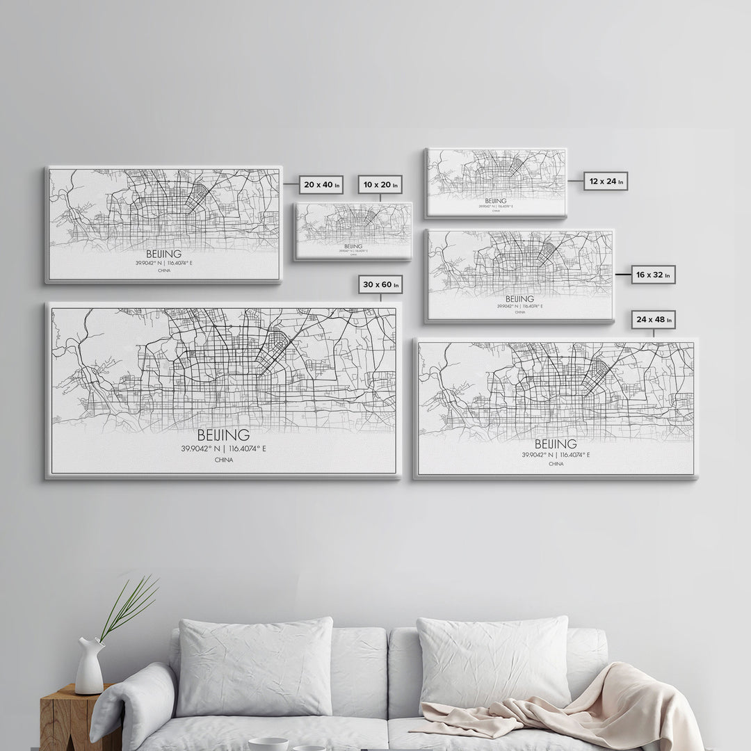 Beijing Street Map, China Map, Map Print, Modern Art, Wall Art, Canvas Print, Asian Art Print, Moving Gift, Travel Wall Art, Apartment Décor