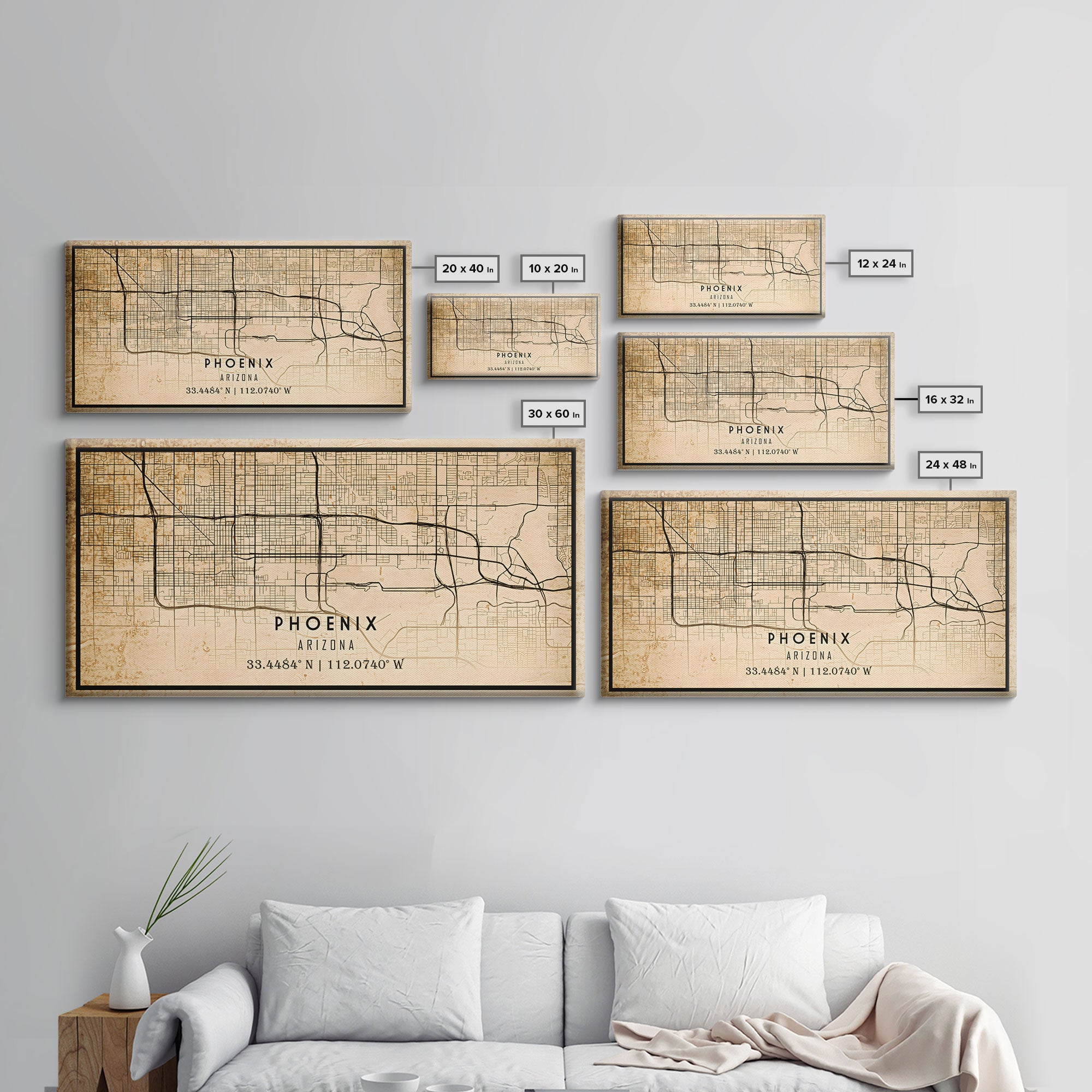 Phoenix Arizona Street Map, Framed Canvas Art, Arizona United States Road Map Wall Art, Office Wall Art, Wall Decor for Office