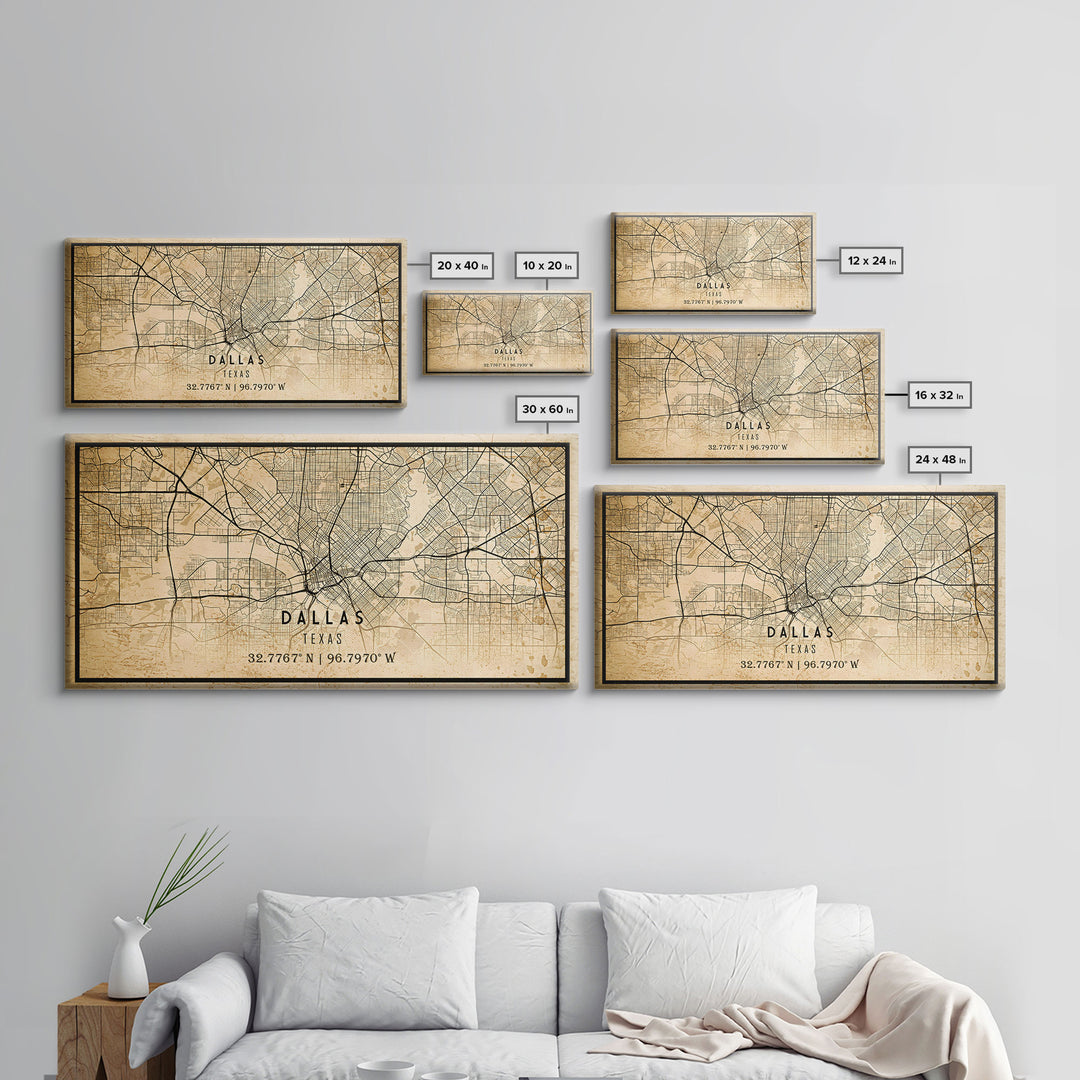 Dallas Map Canvas Print, Texas Map Print, Texas Wall Art, Dallas Map Poster, US, USA Maps, Dallas Maps, Map Gifts, Large Framed Map Print