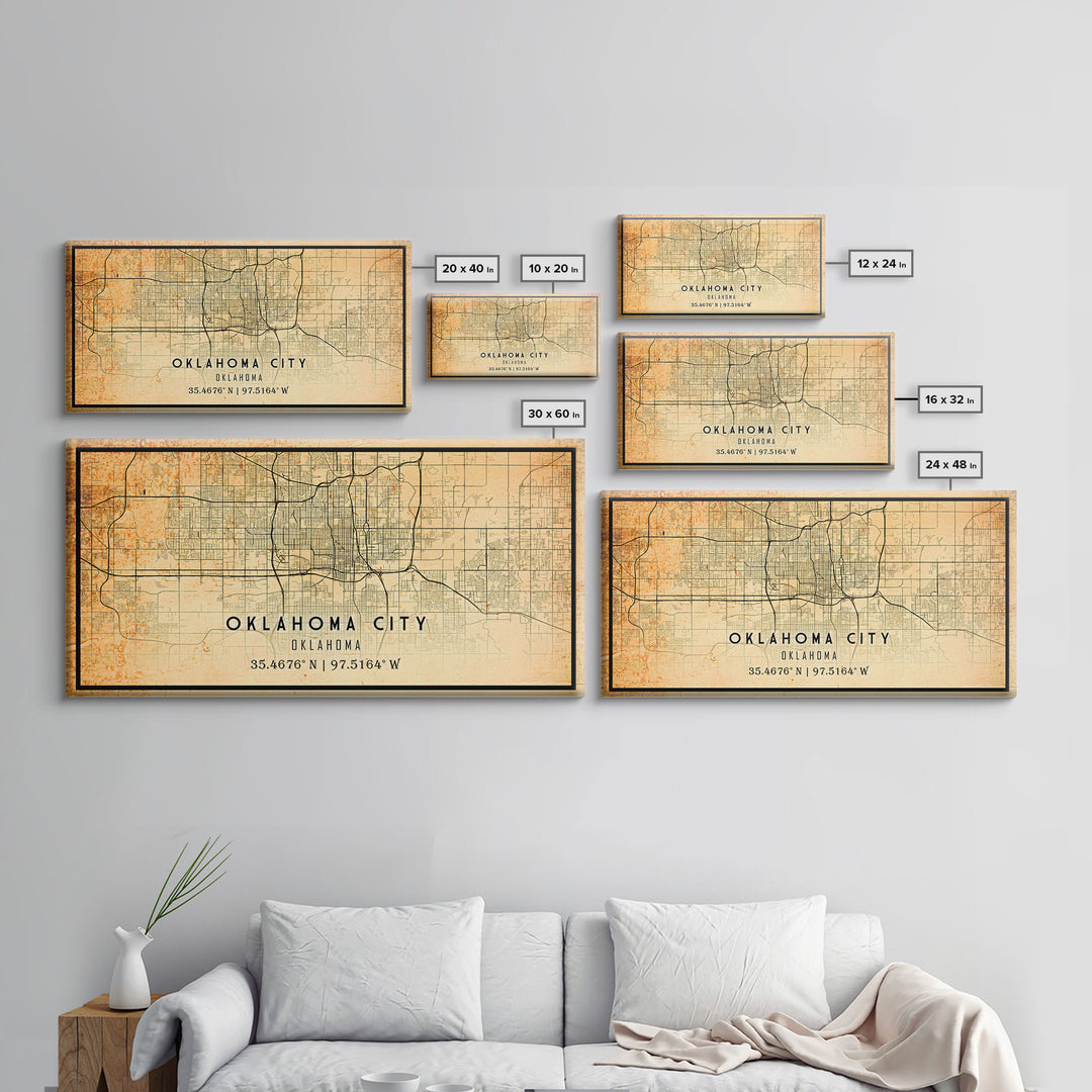 Oklahoma City Vintage Map Print, Oklahoma Map, Oklahoma State Map Art, Oklahoma City Road Map Poster, Vintage Map Gift, Road Trip Art