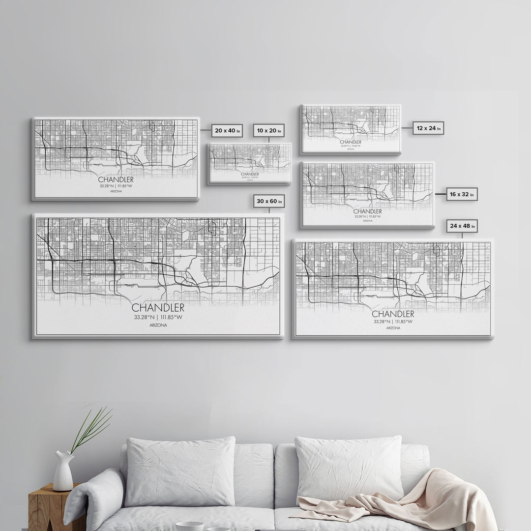 Chandler Street Map, Arizona Map, Map Print, Modern Art, Wall Art, Canvas Art, Office Décor, Prints Wall Art, Farmhouse Prints, Room Décor