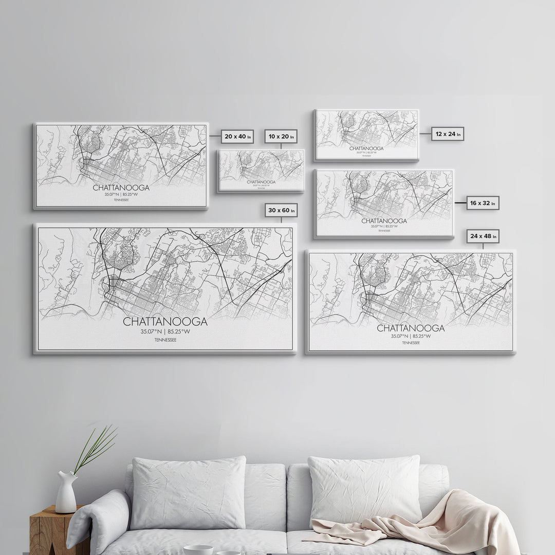 Chattanooga Street Map, Tennessee Map, Map Print, Modern Art, Wall Art, Canvas Art, Cute Room Décor, Wall Art Canvas, Trendy Wall Art