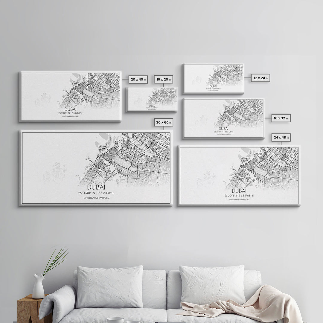 Dubai Street Map, United Arab Emirates Map, Map Print, Minimalist Art, Wall Art, Canvas Art, Cabin Wall Art, Gift For Traveler, Room Décor